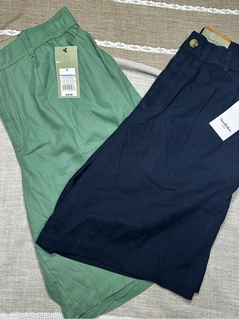 Men's Navy and Green Cotton Shorts - Goodfellow & Co